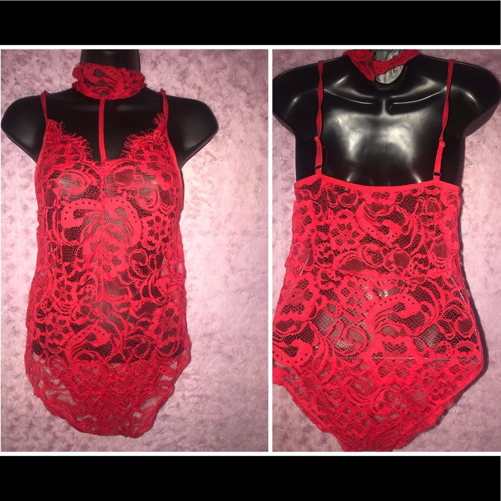 Red lace bodysuit